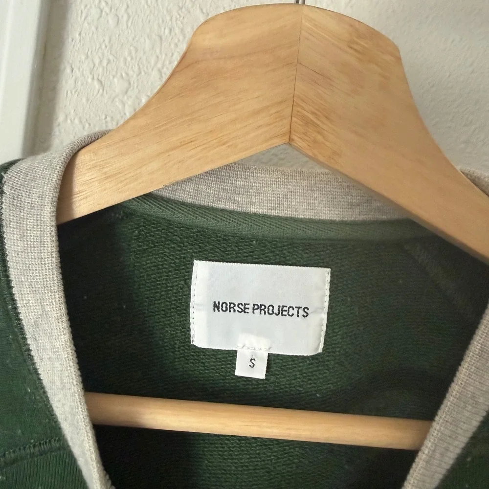 NORSE PROJECTS green speckled long sleeve crew neck pullover sweater